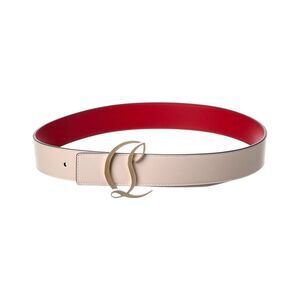 Christian Louboutin Cl Logo Leather Belt, Pink